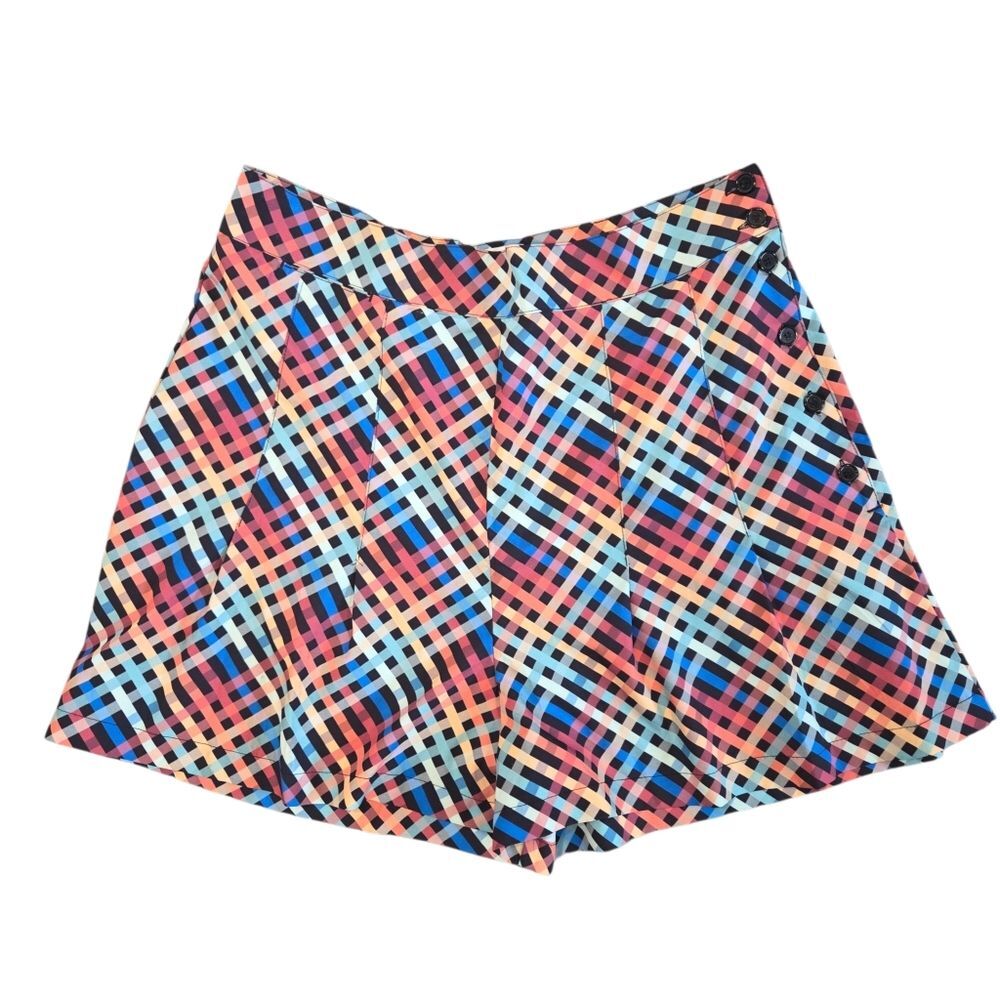 Unique Vintage Retro Multi-Color Geometric High-Waist Shorts - Mod 60s Style XL
